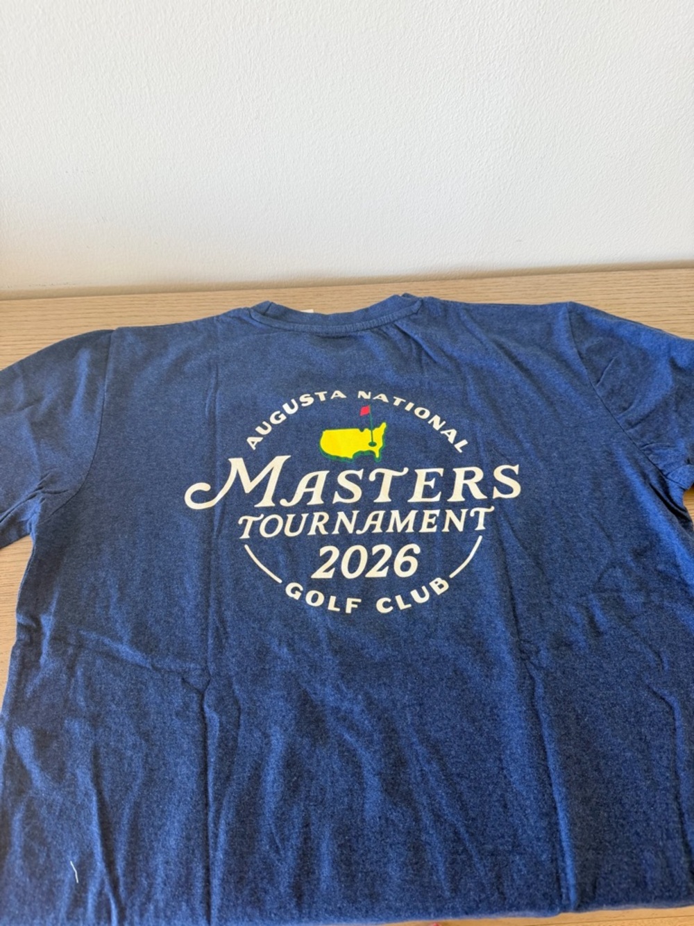 2026 Masters Navy Blue Short-Sleeve Tee with Yellow Embroidered